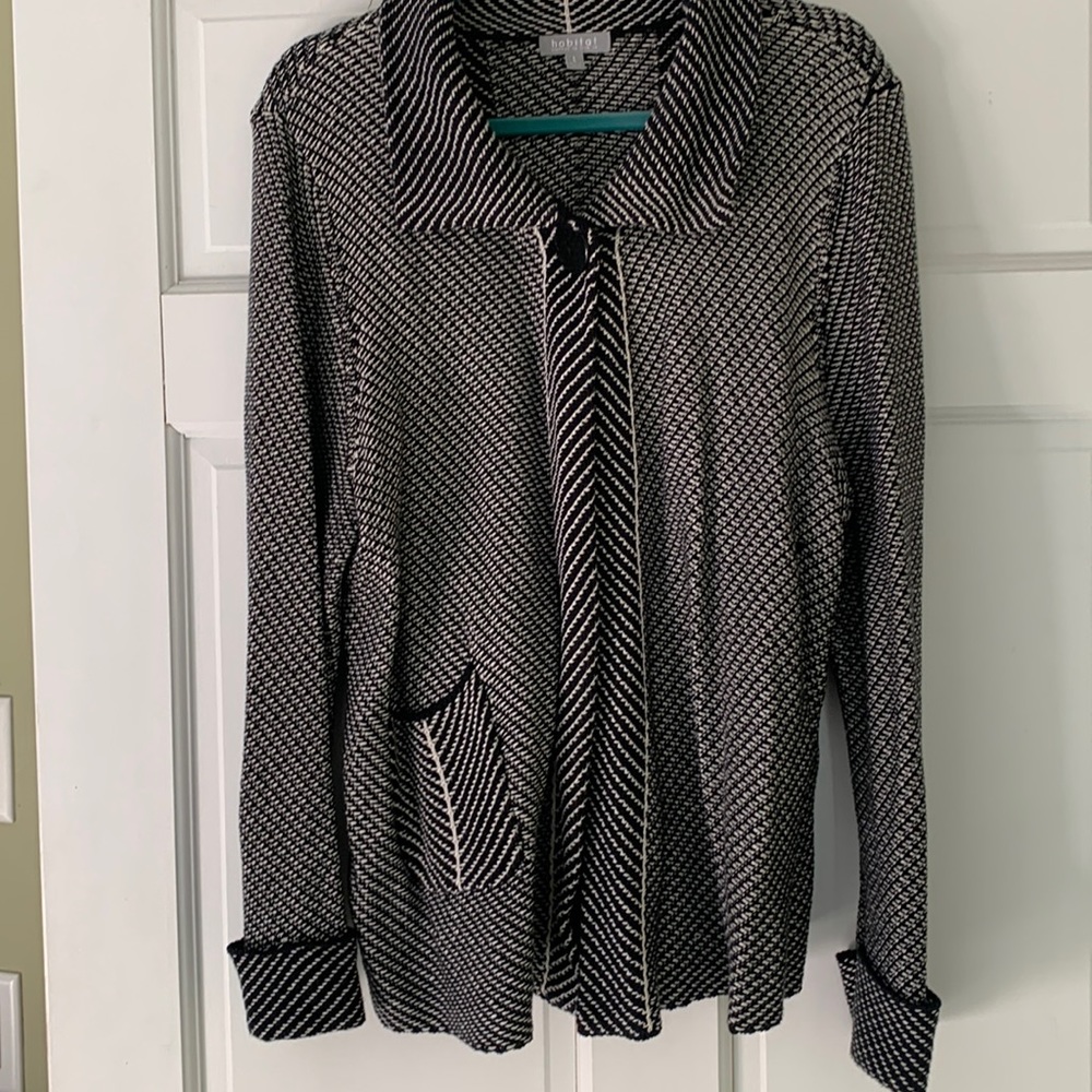 Habitat Black and White Textured Open Cardigan